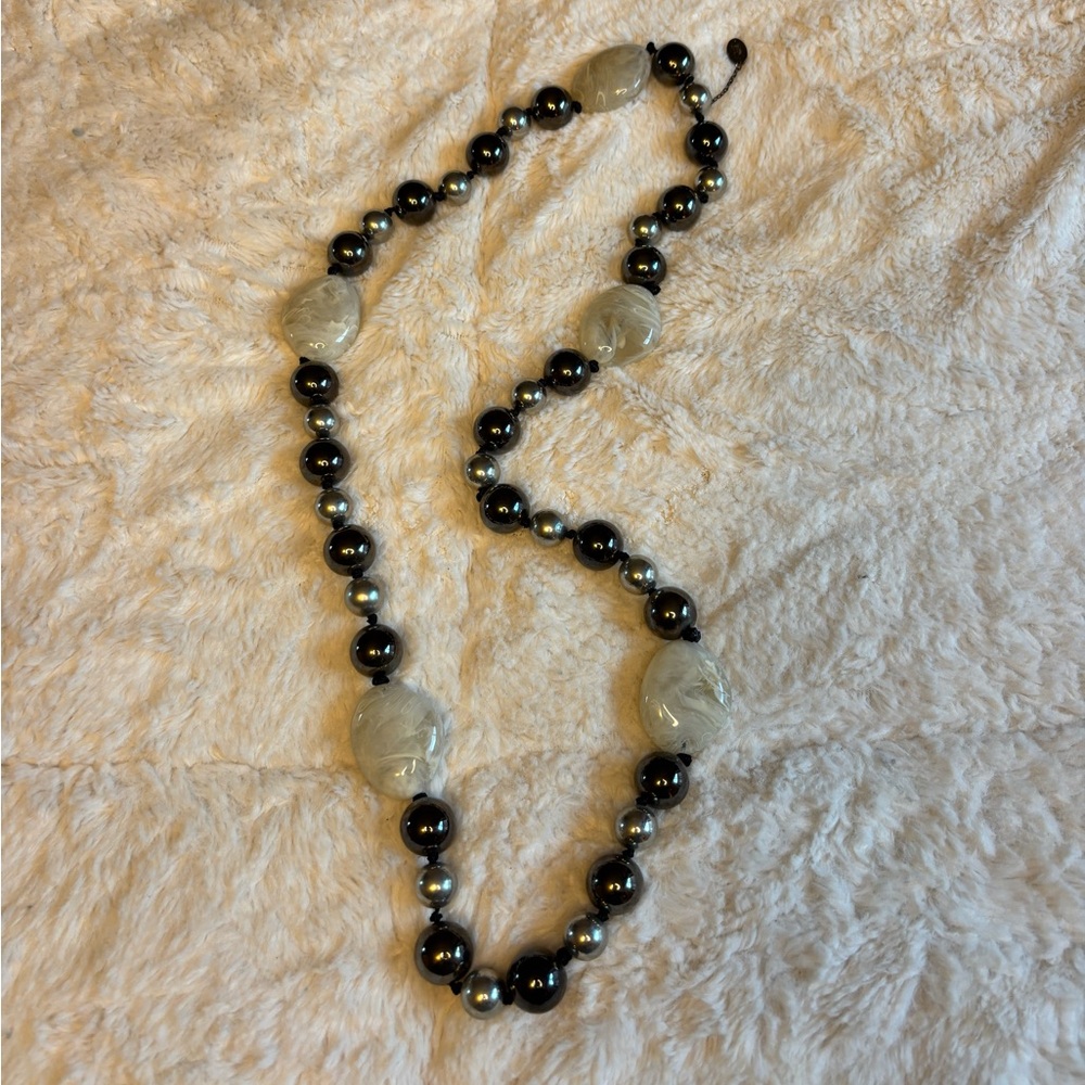 Amrita Singh Hematite and Ivory Beaded Necklace